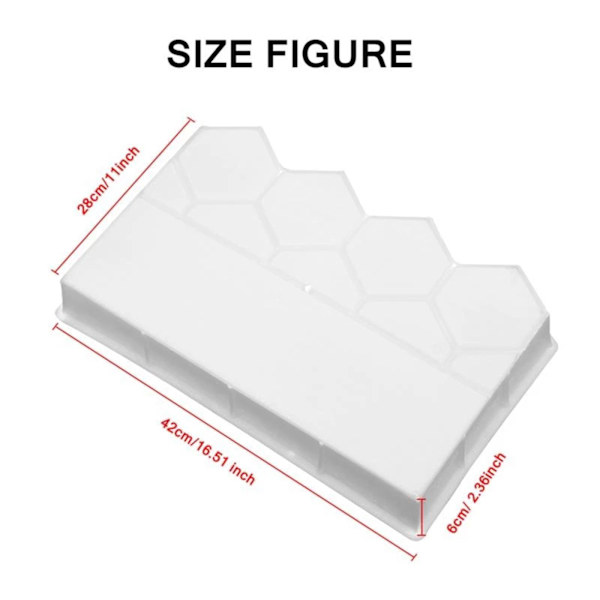 Betong Form Gips Trädgård staket Dekor DIY Blomsterbädd trottoar 6cm thickness 40x25cm