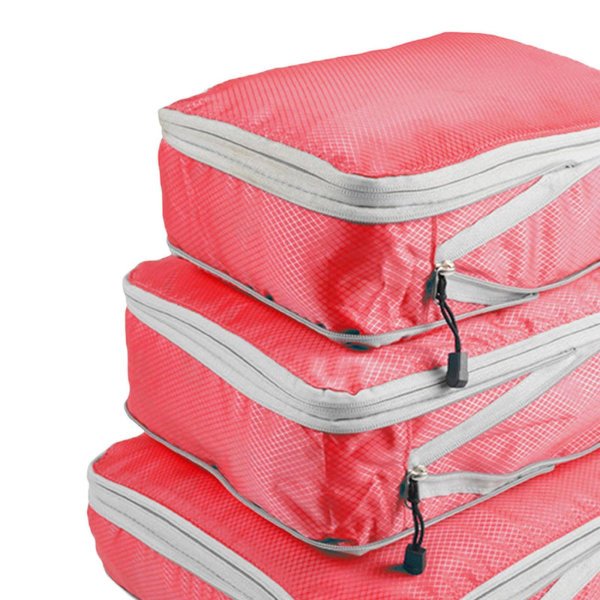 Kompressionsresväska Slitstarka Bagage Organizer Väskor Red 3 pcs