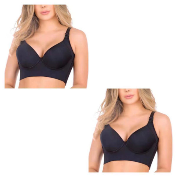 1/2/3 Dam Deep Cup BH Shapewear Ryggstängning Sexiga underkläder Black A 38 2PCS