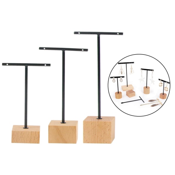 1/2/3 metall smycken T-Shape örhängen Display Rack Stativ Black 4 x 4 x 14cm 1Set