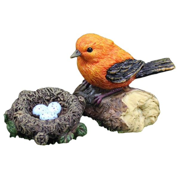 1/2/3 Miniatyr fågelstaty Konsthantverk Fågeldjurmodell 2 Pcs Orange Bird + Nest 1Set