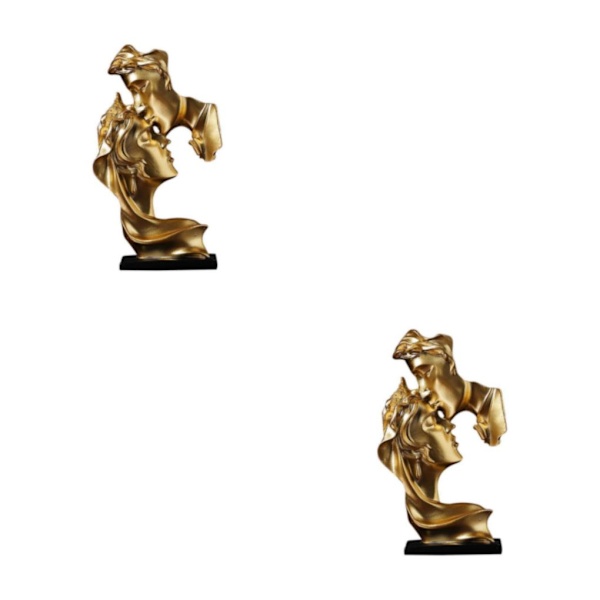 1/2 par kysser staty sovrum heminredning prydnadsfigurer Gold 7.6x3.1x13.4cm 2Set