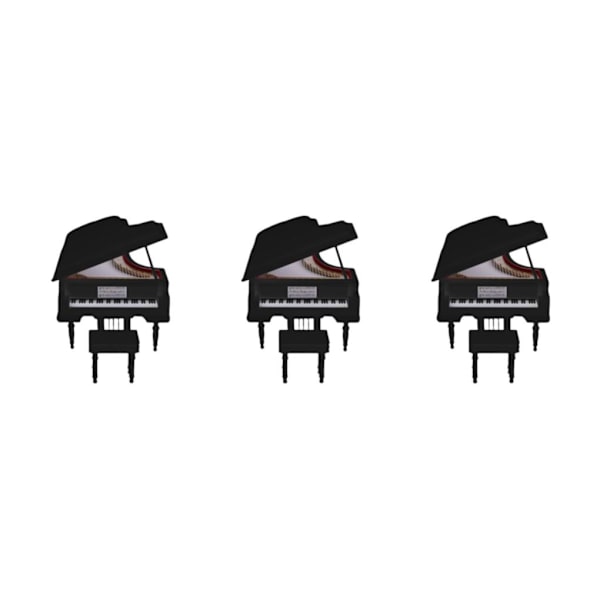 1/3 Mini Piano Modell Dekorativt trä+plast för födelsedag Black 10 x 7 x 8 cm 3Set