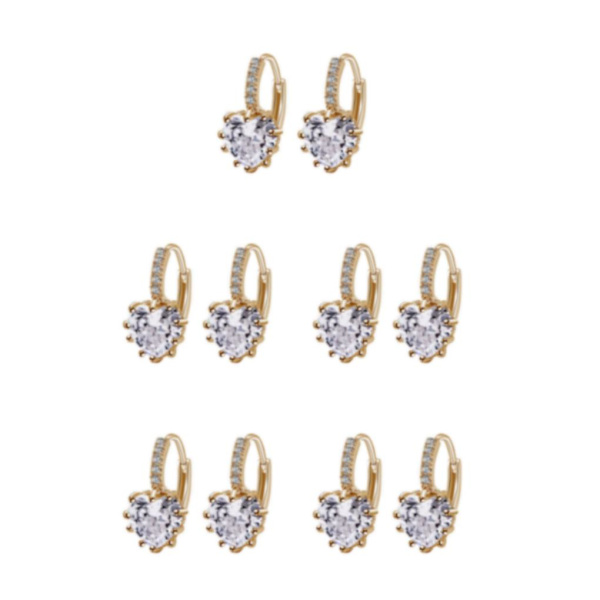 1/2/3/5 Lyx Hoop örhängen för kvinnor Hjärtformad strass style 1 5Set