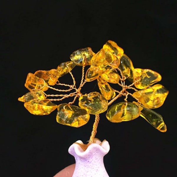 1/2/3/5 Mini Crystal Tree Wealth Luck Tree Positiv energi för Yellow crystal 5cm 5Set