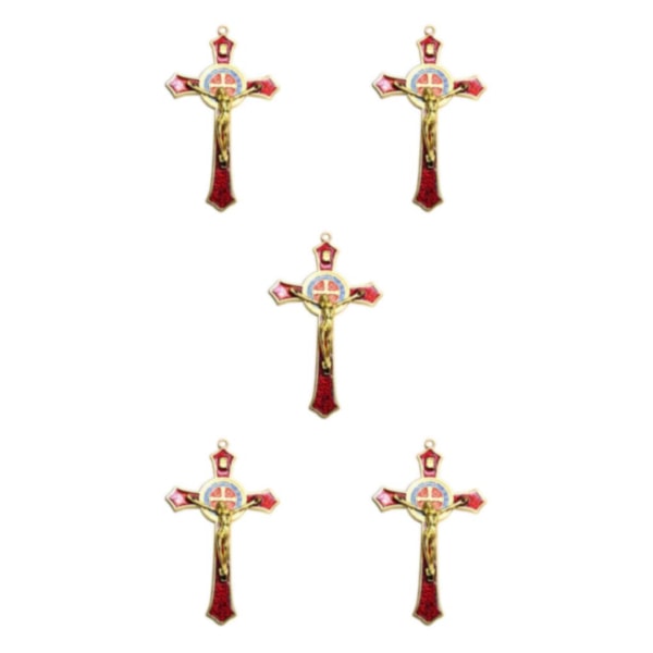 1/2/3/5 Zinklegering Väggkrucifix Cross Jesus Statue Staty Red 12x7cm 5Set