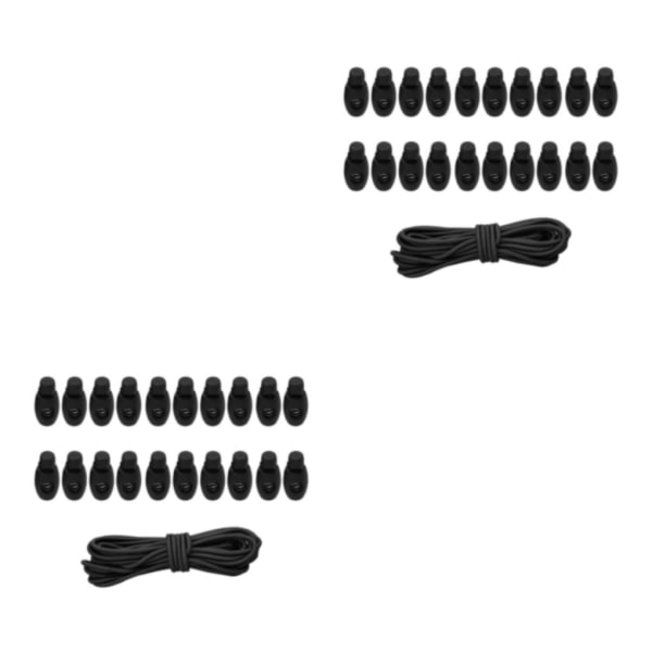 1/2/3/5 20st plastsnörelås Ändfjäderbelastad slider + För Black Style 3 2Set