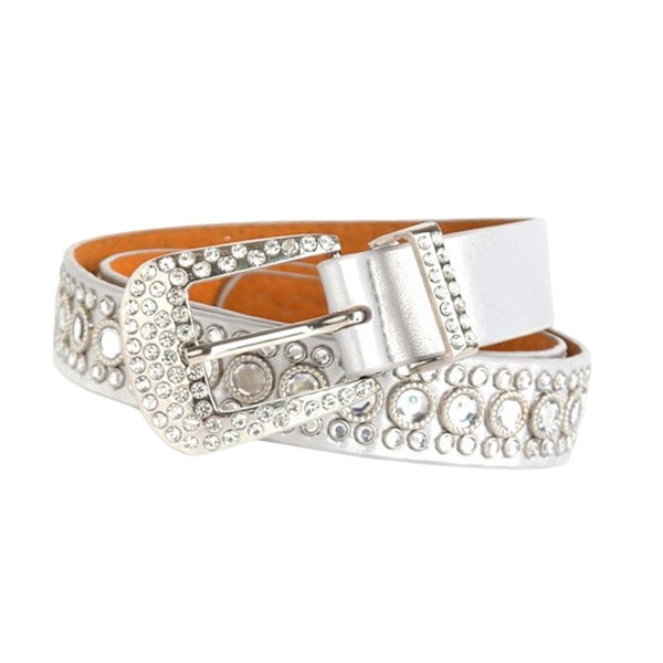1/2/3/5 Rhinestones Bälte Mode PU Läder Kristallbälten White 105cm 1Set