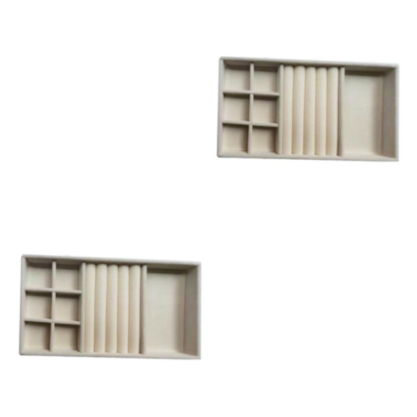 1/2/3/5 Stapelbar smyckesbricka Multipurpose Portable Velvet för Beige 3 in 1 2Set
