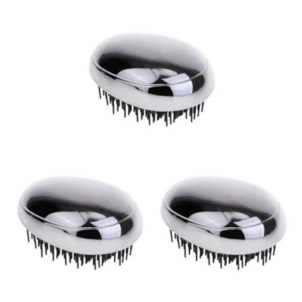 1/2/3/5 Portable Pocket Detangle Hair Brush Kam för kvinnor Silver 9 x 4.5cm 3Set