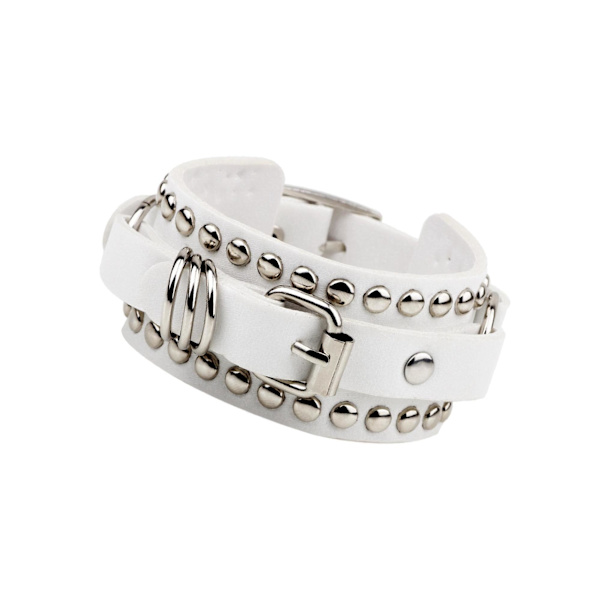 1/2/3/5 PU Läderarmband Justerbar Wrap Cuff Nit för White 24.5 x 3.2cm 1Set