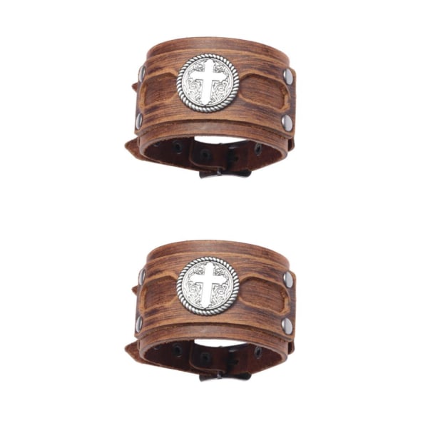 1/2/3/5 PU-lädermanschett Armband Armbandsspänne Steampunk Brown 27.5x5CM 2Set