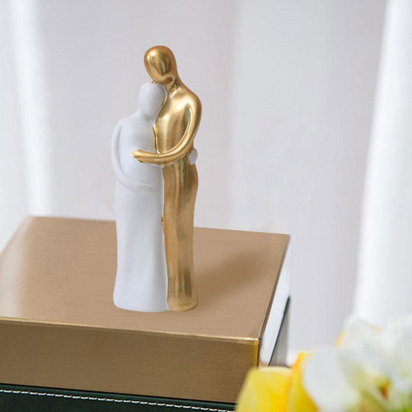 1/2 Resin Familj Par Statyett Skulptur Skrivbordsdekoration Pregnancy Gold Medium 1Set