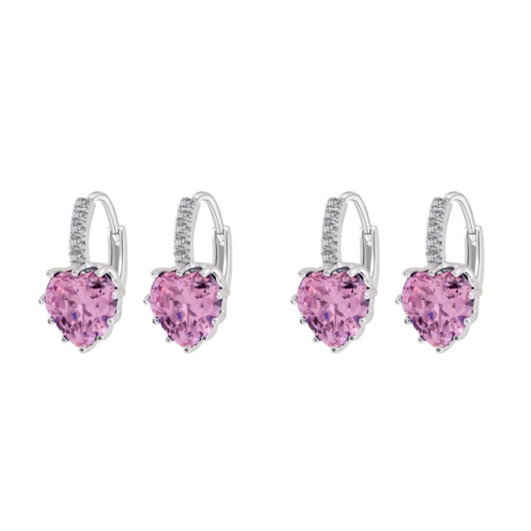 1/2/3/5 Lyx Hoop örhängen för kvinnor Hjärtformad strass style 4 2Set