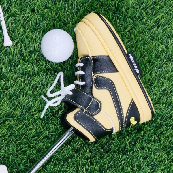 1/2/3/5 Fashion För Golf Club Head Cover PU Läder Sneakers Black Yellow 16 x 12cm 1Set