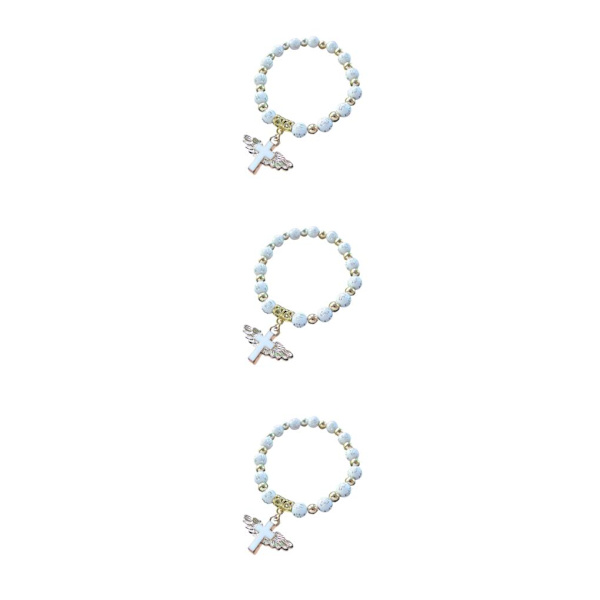 1/2/3/5 Angel Wing Cross Armband för 1:A nattvardsdedikation 3Set