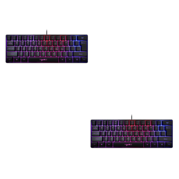 1/2 Gaming Mini Trådlöst tangentbord RGB Bakgrundsbelyst USB för bärbara datorer Black keyboard 11.5x4.02x1.57 Inch 2Set