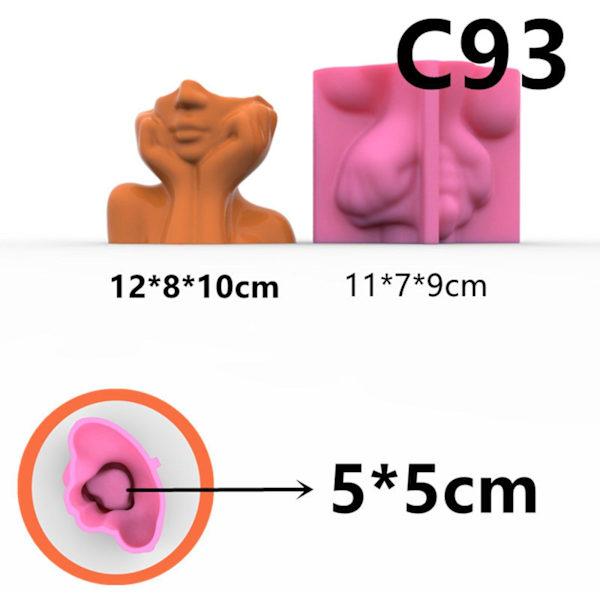1/3 3D Människohuvud Heminredning Verktyg Blomkruka Formar Pennhållare 1Set