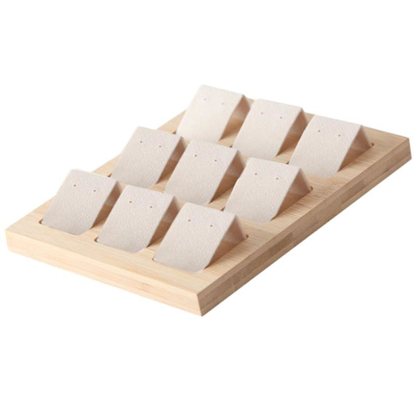 1/2/3 trä örhängeskorthållare med bricka för smycketillbehör 9 Pair Cream 1Set