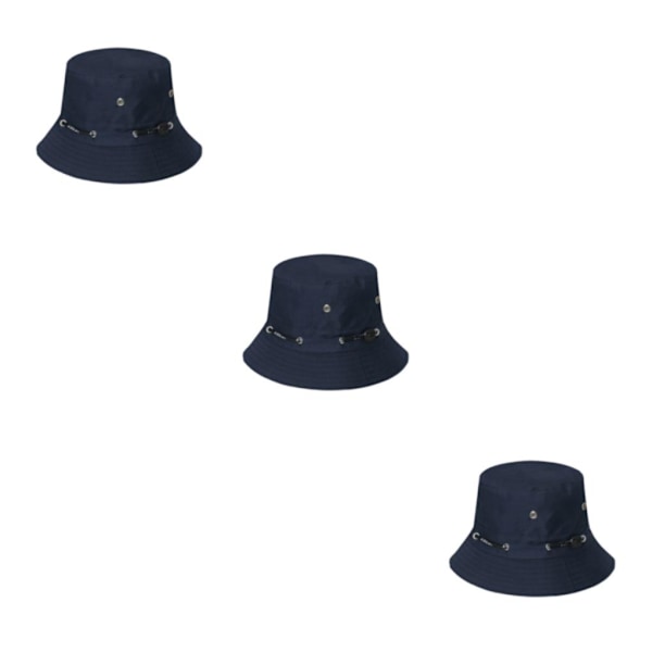 1/2/3/5 Bekväm och andningsbar fiskarehatt för sol navy blue 58cm 3PCS