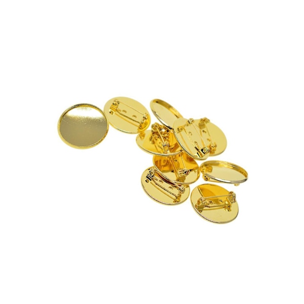 1/5 10 st 25 mm broschtillverkning av tomma cabochonramsinställningsbrickor Golden 1Set