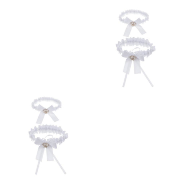 1/2/5 2-delad dam spetsblomma ben Strumpebandsringar White 33cm 2Set