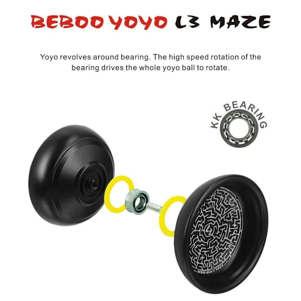 1/2/5 BEBOOYOYO Cool Legering Professionell YoYo Kullagersträng Black 1Set