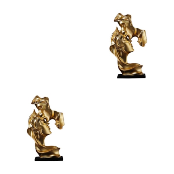 1/2 par kysser staty sovrum heminredning prydnadsfigurer Gold 7.6x3.1x13.4cm 2Set