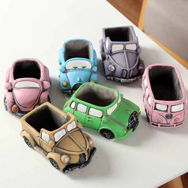 1/2/3 Cartoon Car Suckulent Blomkruka Lätt och bärbar pink car 1 Pc