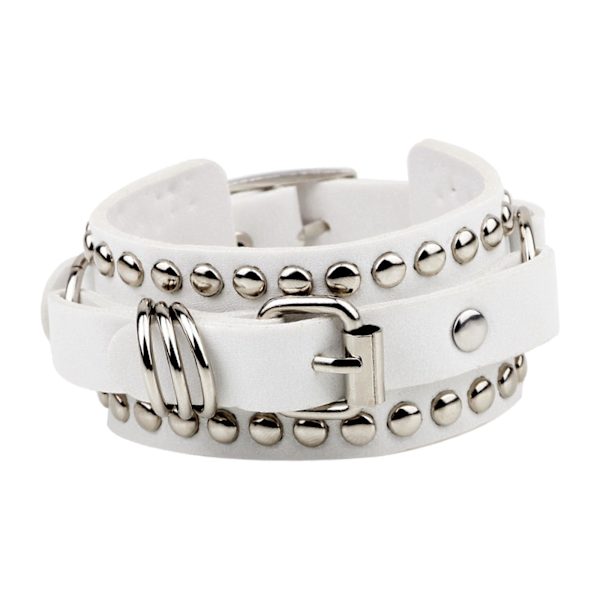1/2/3/5 PU Läderarmband Justerbar Wrap Cuff Nit för White 24.5 x 3.2cm 1Set