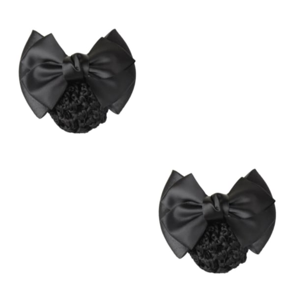 1/2/3/5 tyg lätt att bära Elastiska hårnät för moderiktiga Two Bows-black 2Set