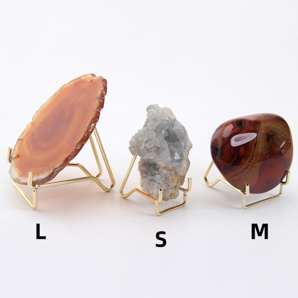 1/2/3 Iron Ores Stone Display Stand Desktop Rock Holder Base Golden L 1Set