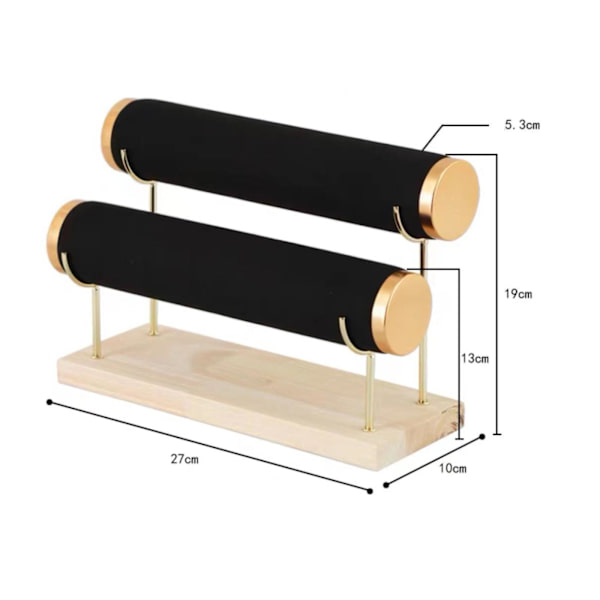 2-vånings armband Display Organizer Fristående för Black Flocking