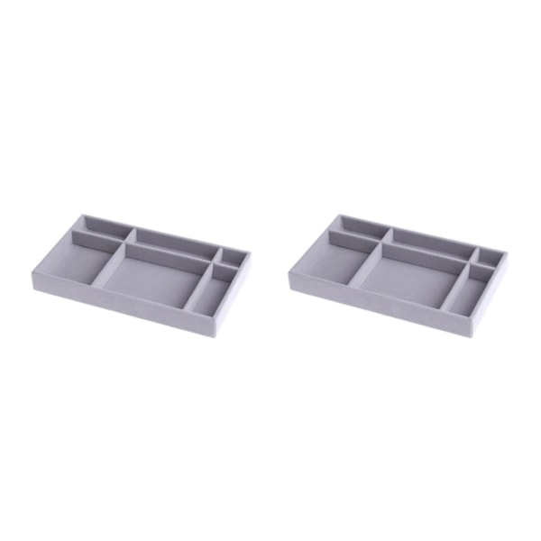 1/2/3/5 Stapelbar smyckesbricka Multipurpose Portable Velvet för 6 Grids Style A 2Set