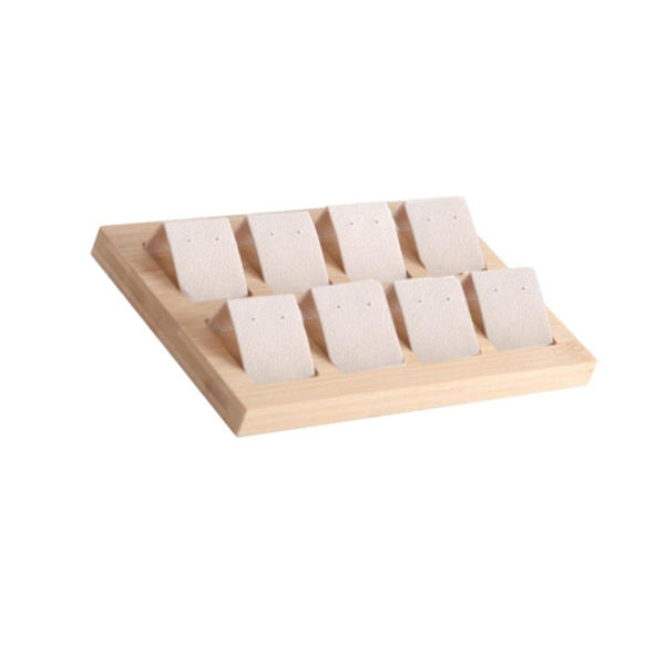 1/2/3 trä örhängeskorthållare med bricka för smycketillbehör 8 Pair Cream 1Set