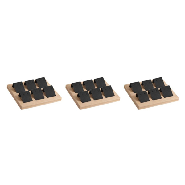 1/2/3 trä örhängeskorthållare med bricka för smycketillbehör 6 Pair Black 3Set