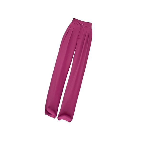 1/2/3/5 Womens Wide Leg Byxor Raka Ben Högmidjat kontor Red 4XL 1Set