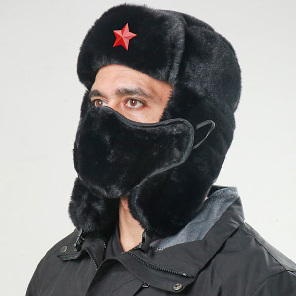 Multi-purpose MenWinter Thermal Bomber Hats för mjukt och varmt Beige sickle hammer