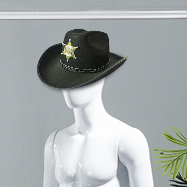 Damer Män Western Cowboyhatt Solhatt med String För Jazzhatt Black