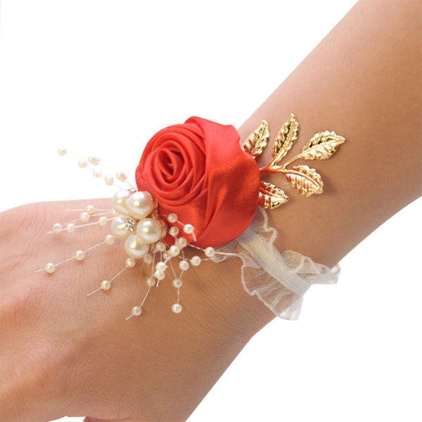 1/2/3/5 Elegant för bröllop Bridal Wrist Corsage Realistisk bright red 7*7 1Set