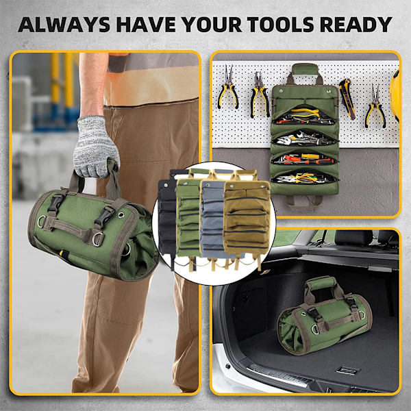 1/2 Heavy Duty Roll up Verktygsväska Med Multi-ficka - Slitstark Och gray 1 Pc