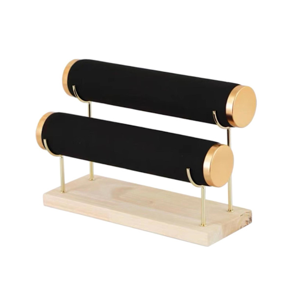 2-vånings armband Display Organizer Fristående för Black Flocking