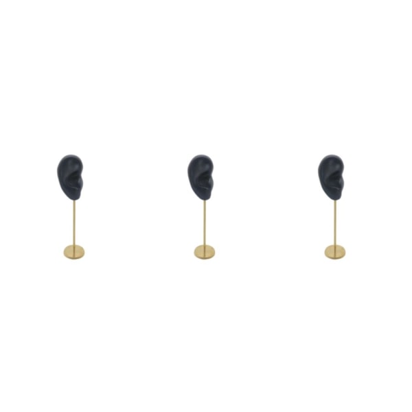 1/2/3 Örhänge Display Stand Human Ear Model Stud Holder Showcase Right Ear Black Height: 18cm 3Set