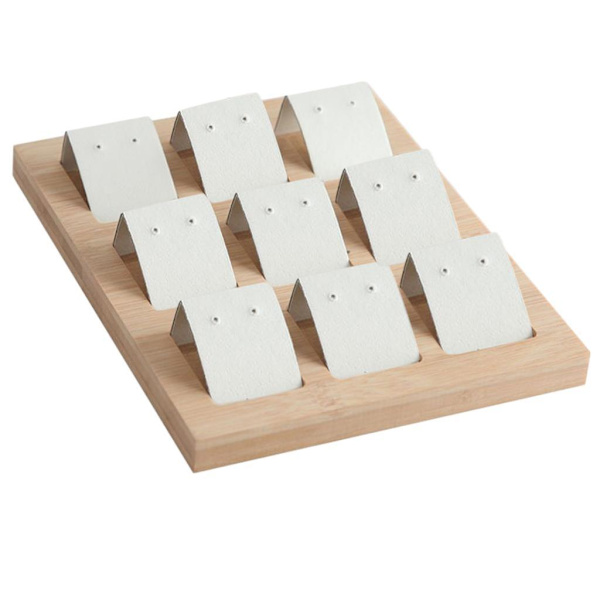 1/2/3 trä örhängeskorthållare med bricka för smycketillbehör 9 Pair White 1Set