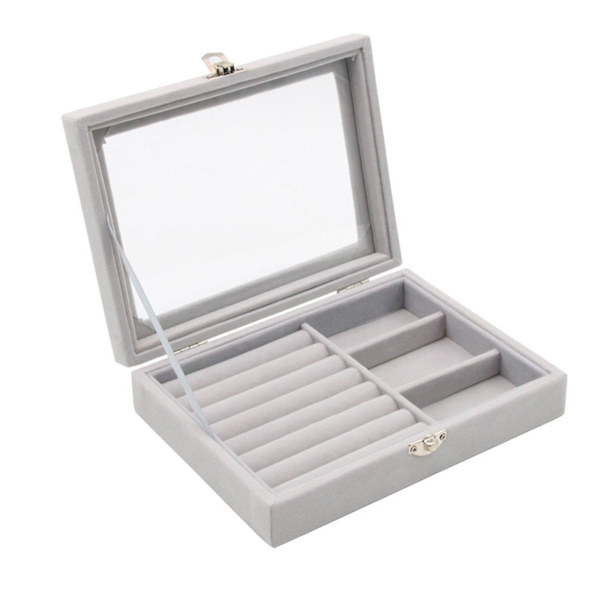 1/2/3/5 Stapelbar smyckesbricka Multipurpose Portable Velvet för Gray 7.87 Inchx5.91 Inchx1.89 Inch 1Set