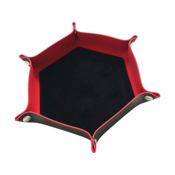 1/2 tärningsbricka PU-läder dubbelsidig tärningsmatta för brädspel Red Black 1Set