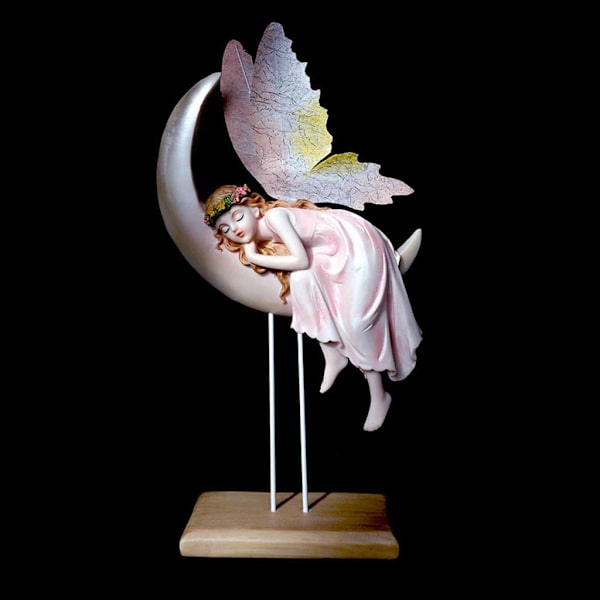 Ängelstaty Måne För Wings Cherub Figurine Skulptur Hem