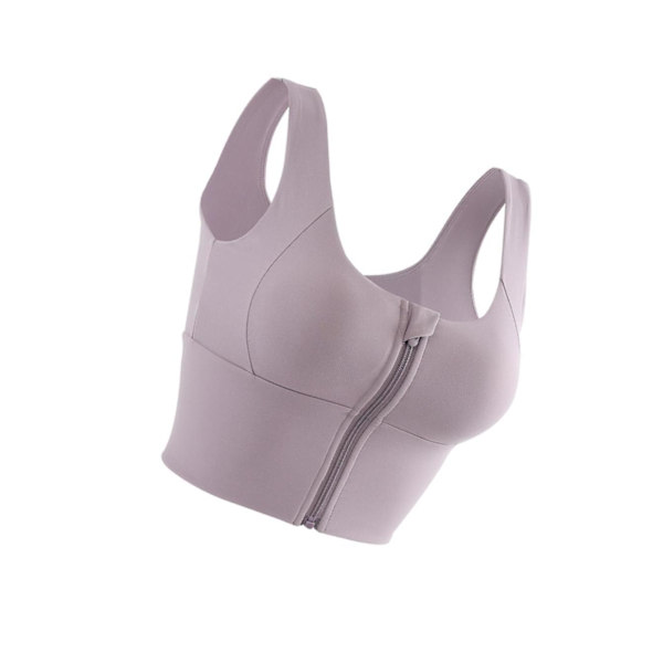1/2/3 Womens Front Zip Sport BH För bekväma vadderade Shapewear Light Purple M 1Set