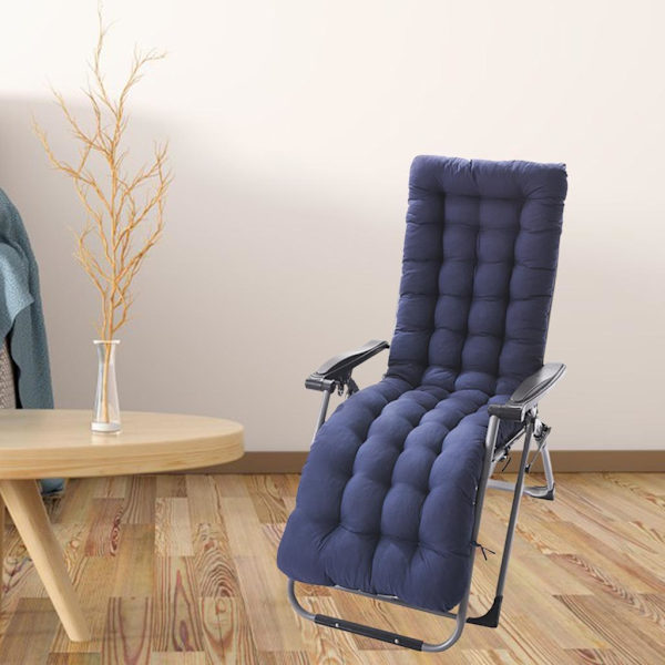 Bekväm polyester trädgårdsfåtöljskudde förtjockad matta Navy 48*170*8cm