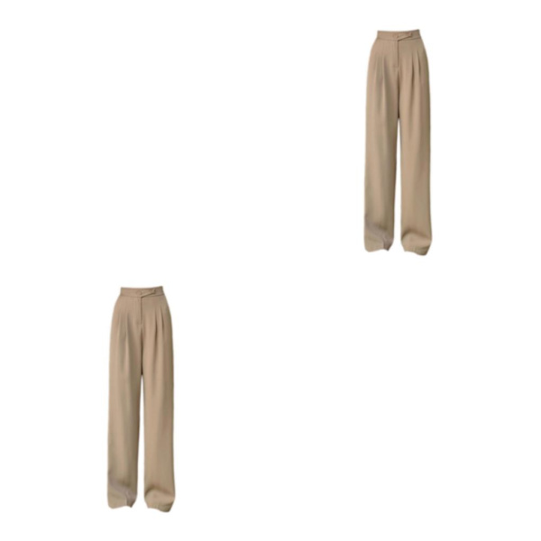 1/2/3/5 Womens Wide Leg Byxor Raka Ben Högmidjat kontor Khaki XL 2Set